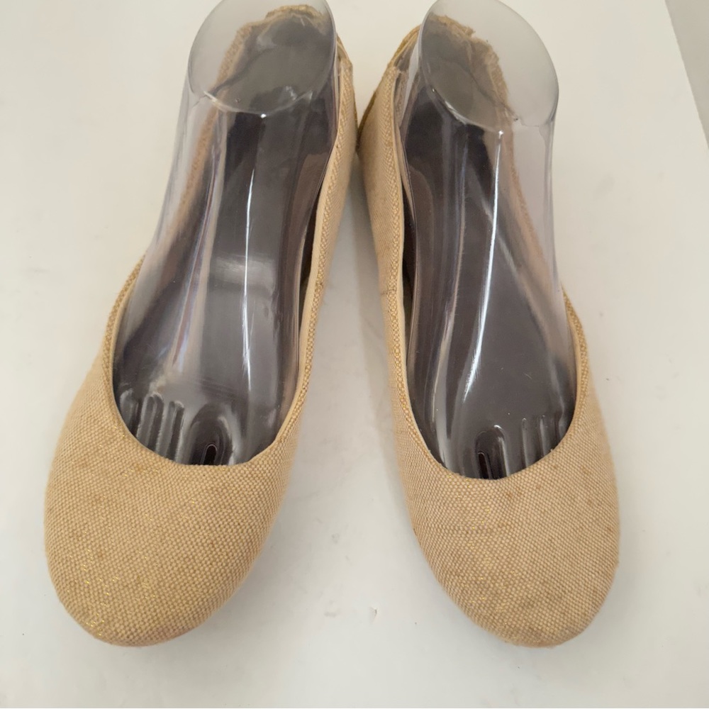 Reef Tropic Ballet Flats Womens Gold Tan Tweed Linen Slip On Almond Toe Size 9 - Picture 2 of 10